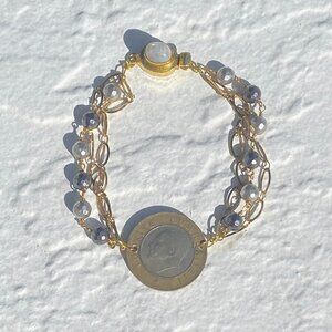 NWT Turkish Lira bracelet with pyrite and moonstone